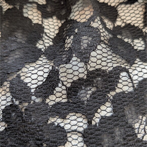 Notations Woman Petite MEDIUM Black Lace Over Ivory Knee Length Skirt Whimsygoth - Picture 13 of 13